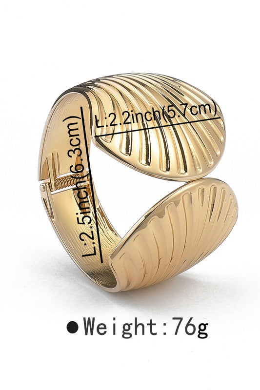 Metal Wide Stripe Textured Bangle Bracelet (color sold separately)