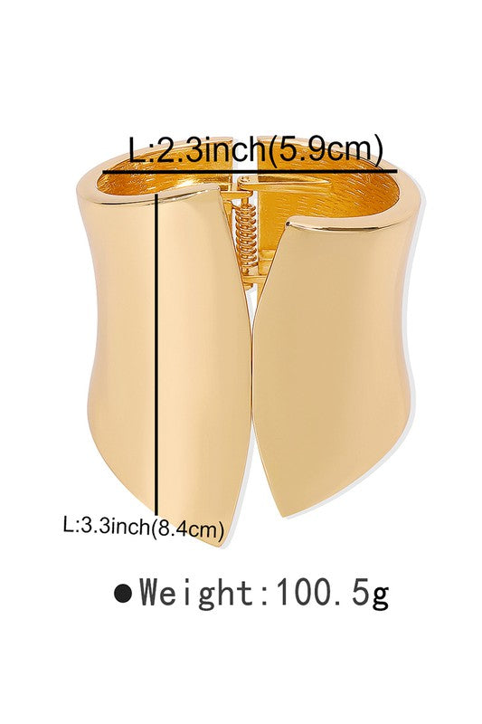 Gold Plated Irregular Wide Chunky Metal Bangle Bracelet (color sold separately)