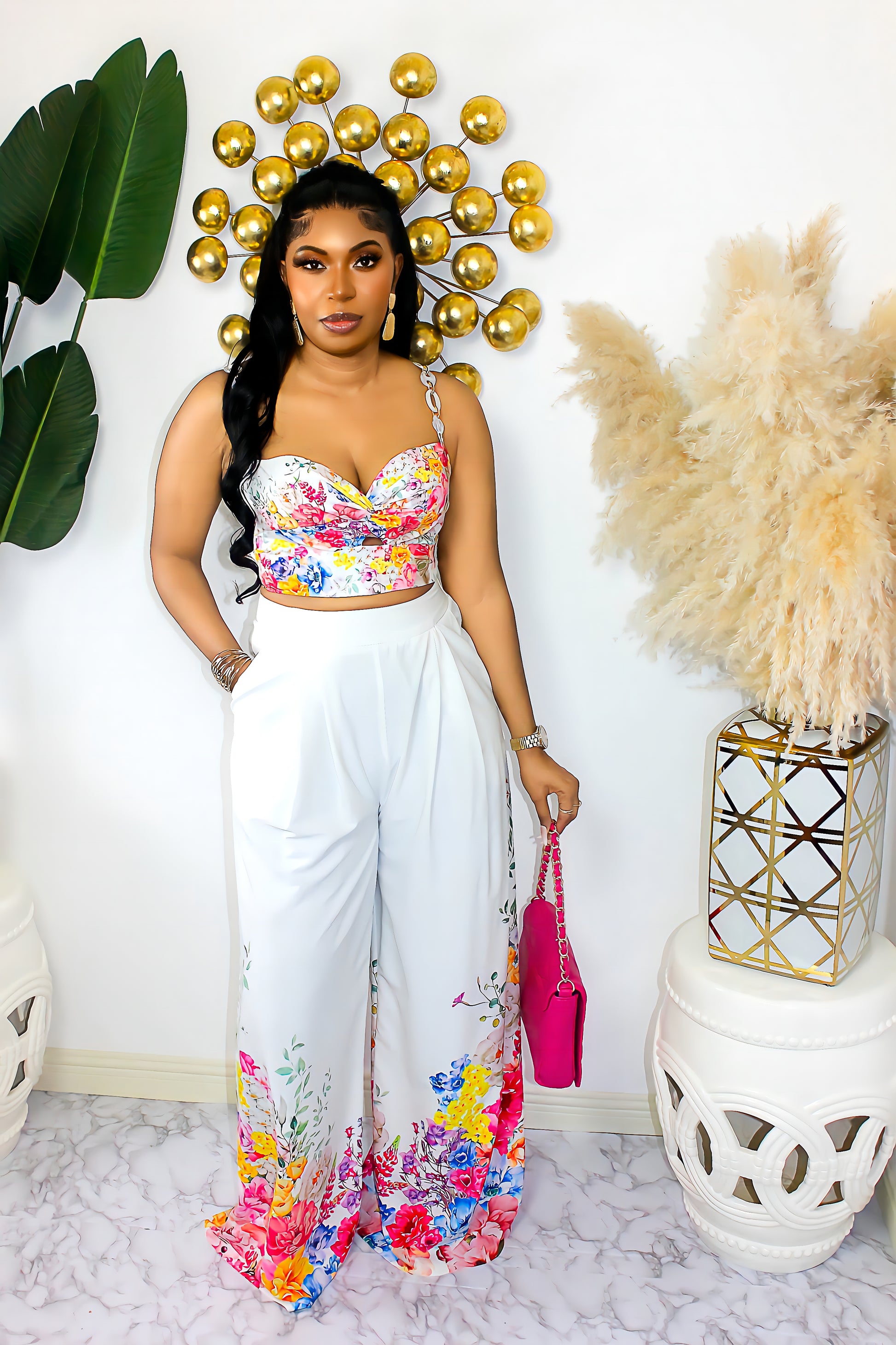 Sophia Two Piece Chain Top Pant Set