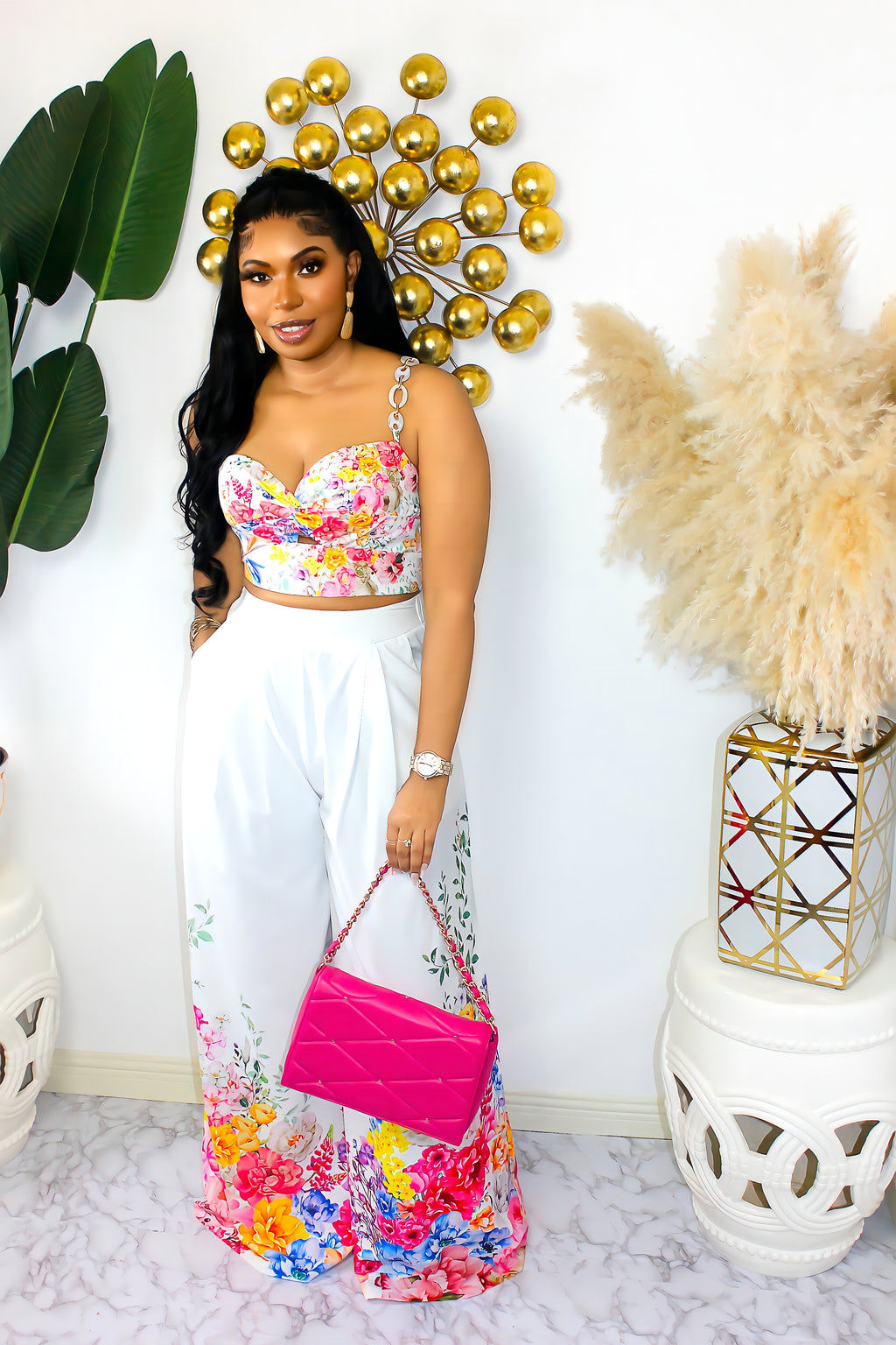 Sophia Two Piece Chain Top Pant Set
