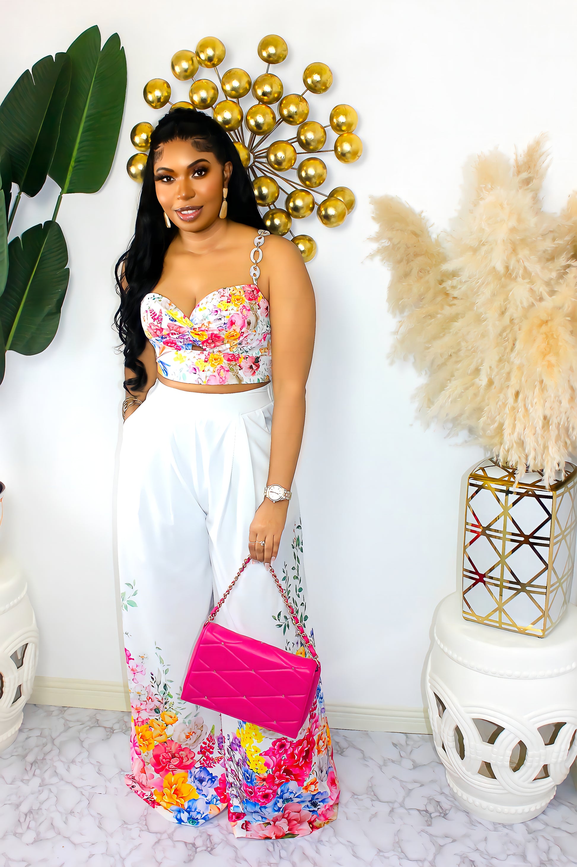 Sophia Two Piece Chain Top Pant Set