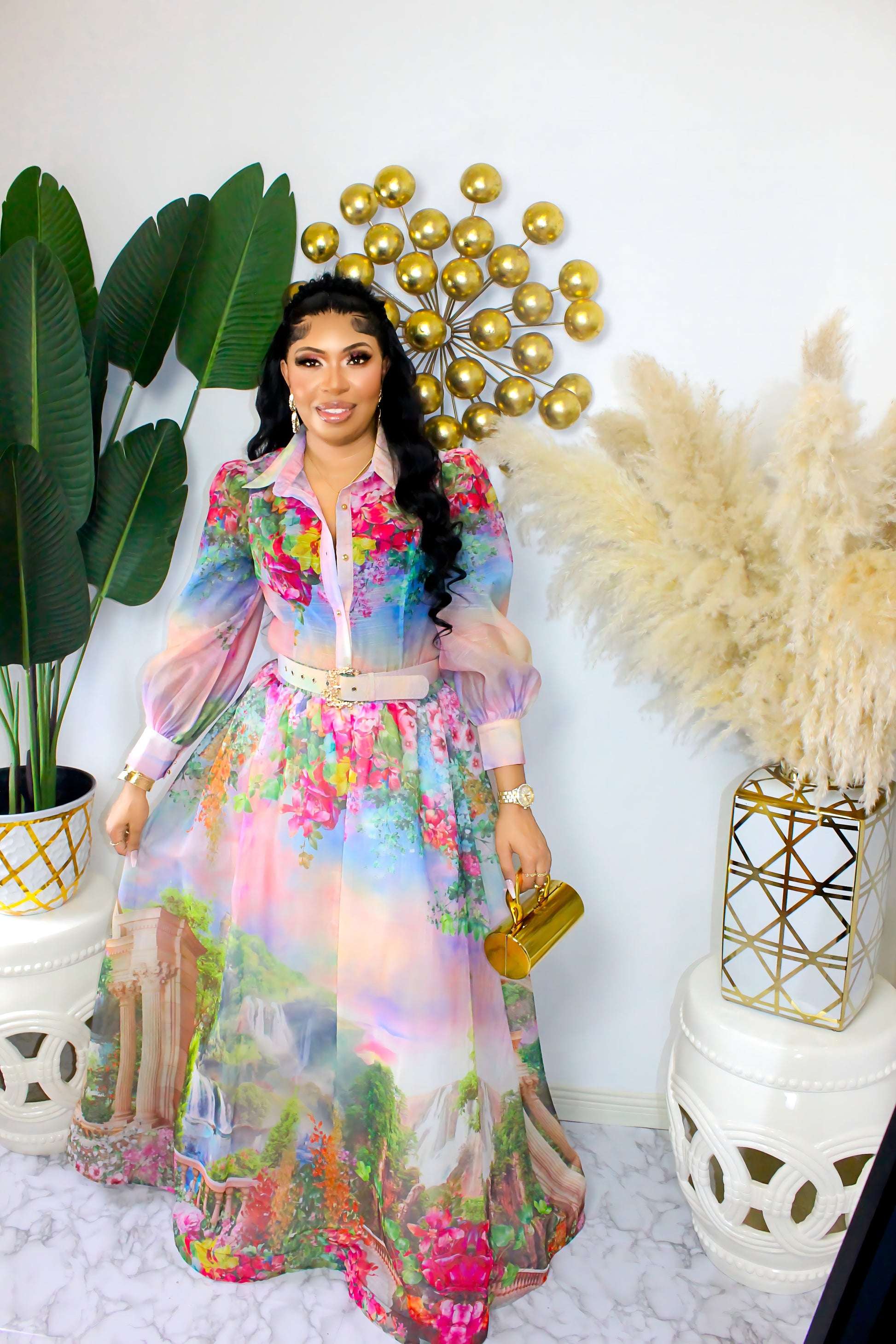 Romantic Scene Maxi Skirt Set