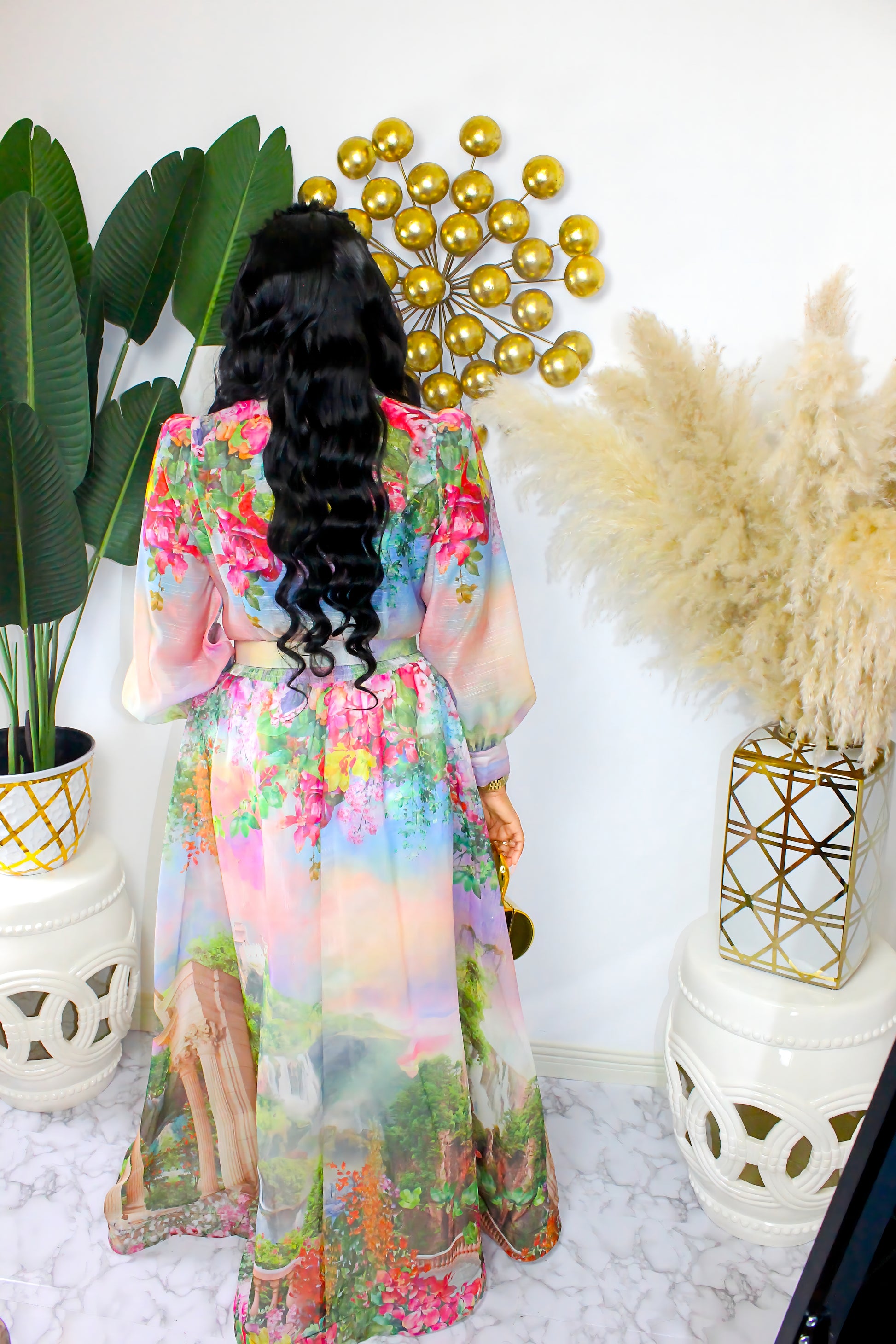 Romantic Scene Maxi Skirt Set