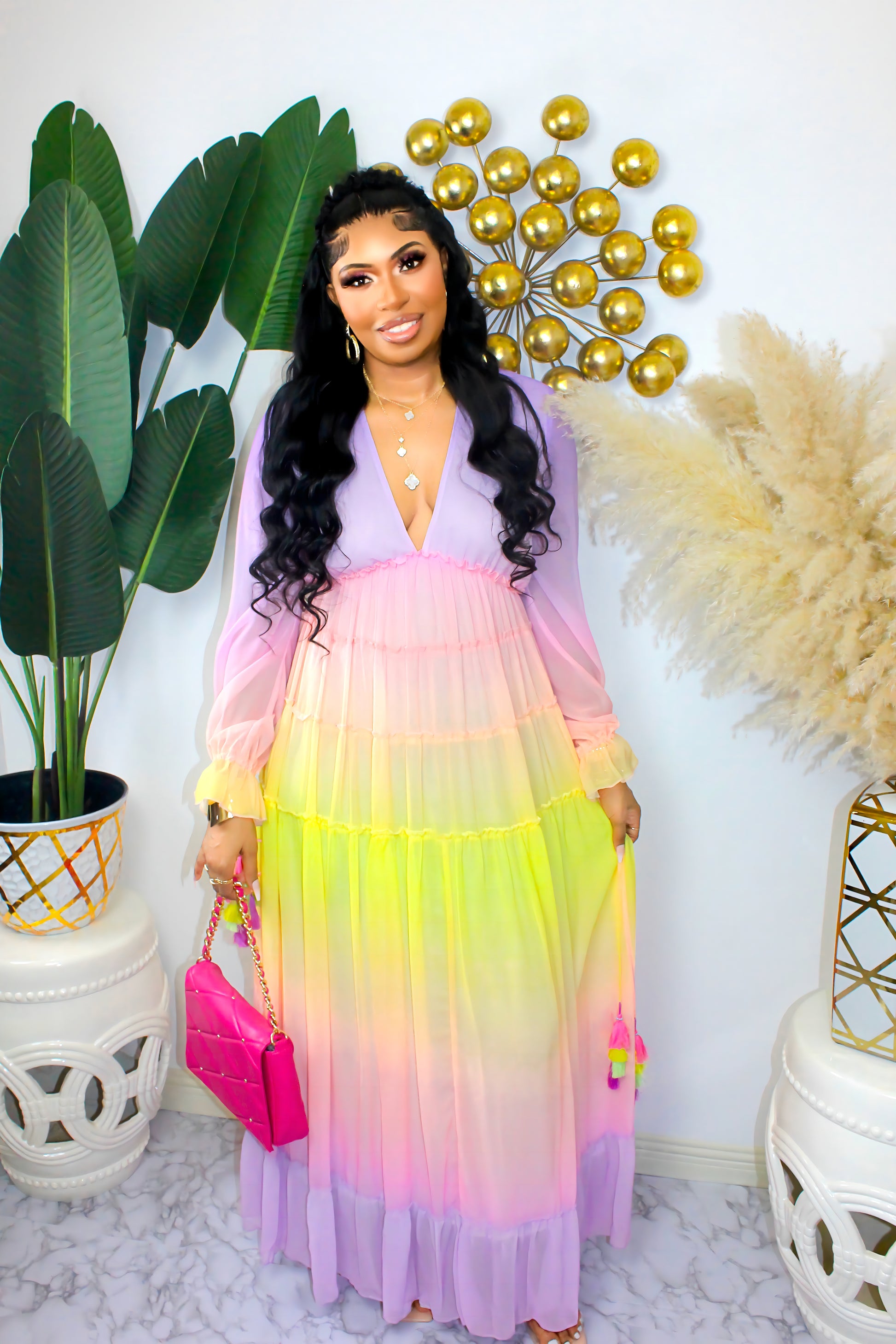 long sleeve ombre dress Long Sleeve Red Glitter Ombre Tea-length Prom Dress