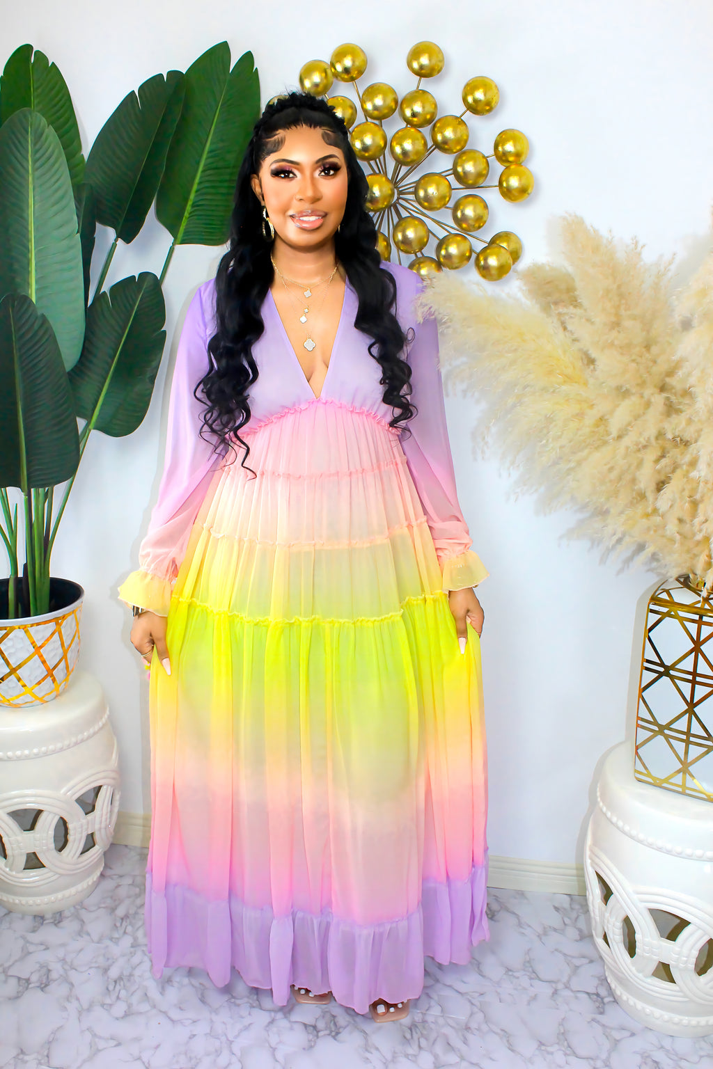 ombre formal dress with sleeves Blue Long Sleeve Sequin A Line Ombr Gown
