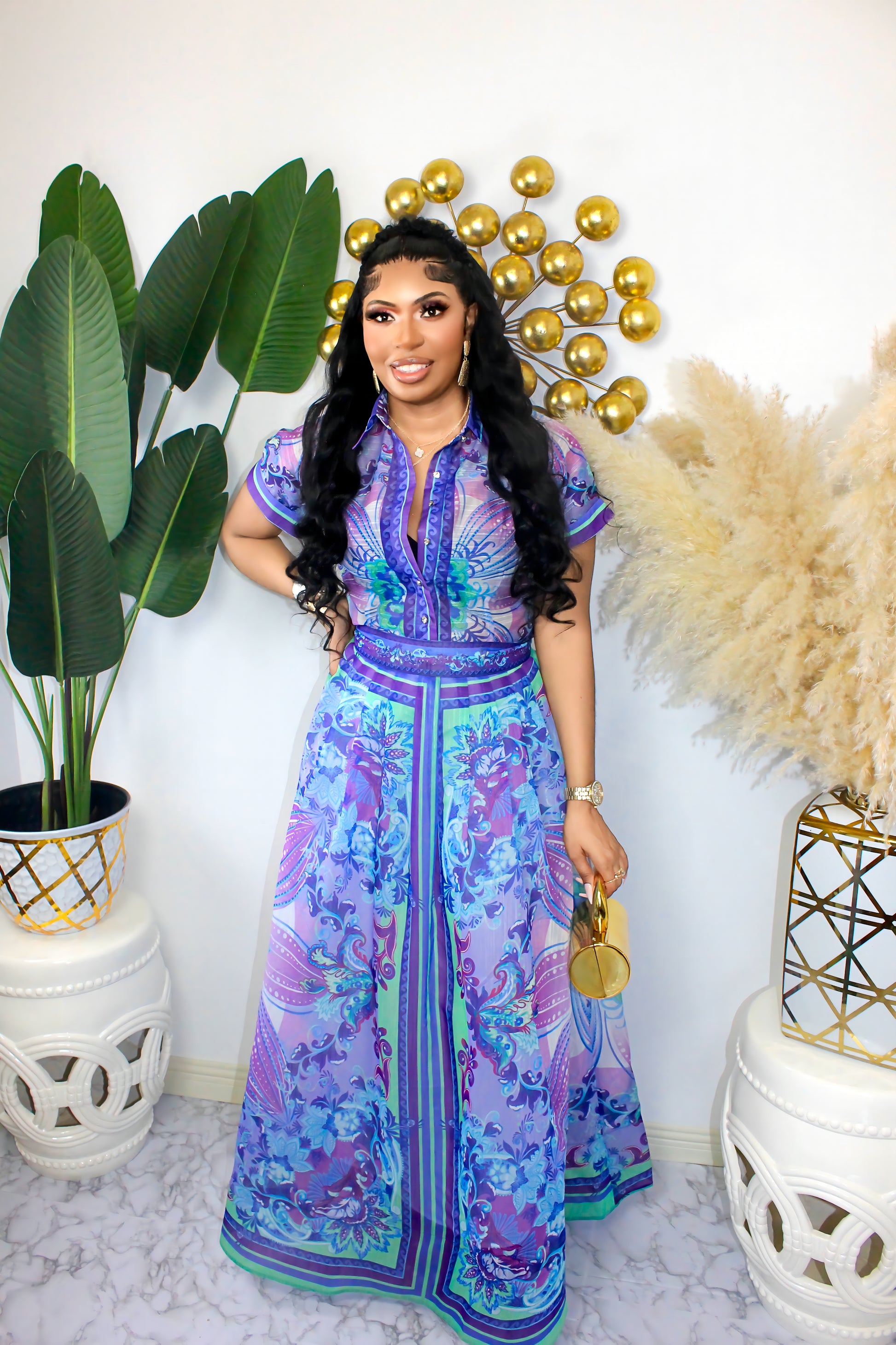 Steal All The Attention Maxi  Skirt Set