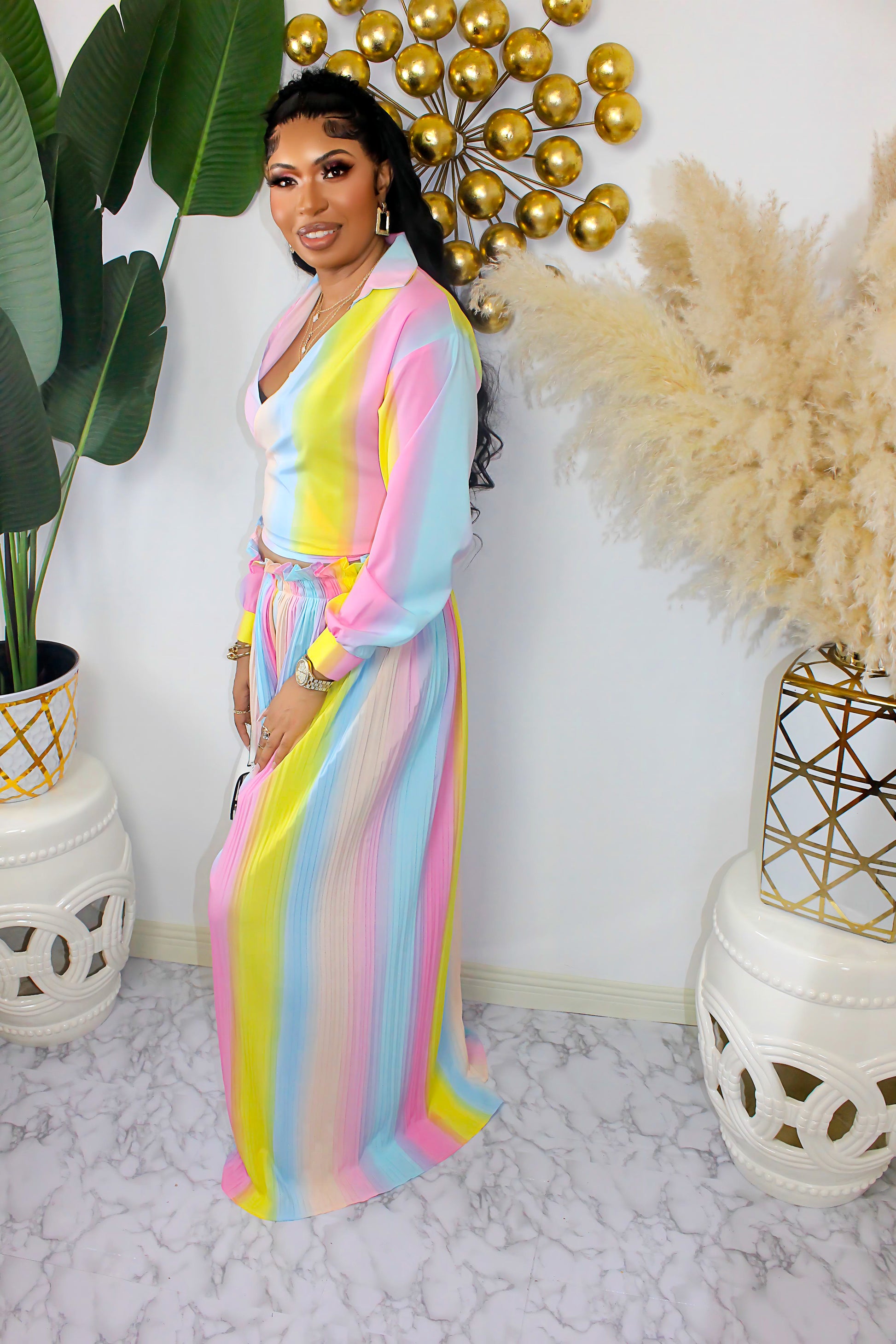 Pastel Bloom Two Piece Pant Set