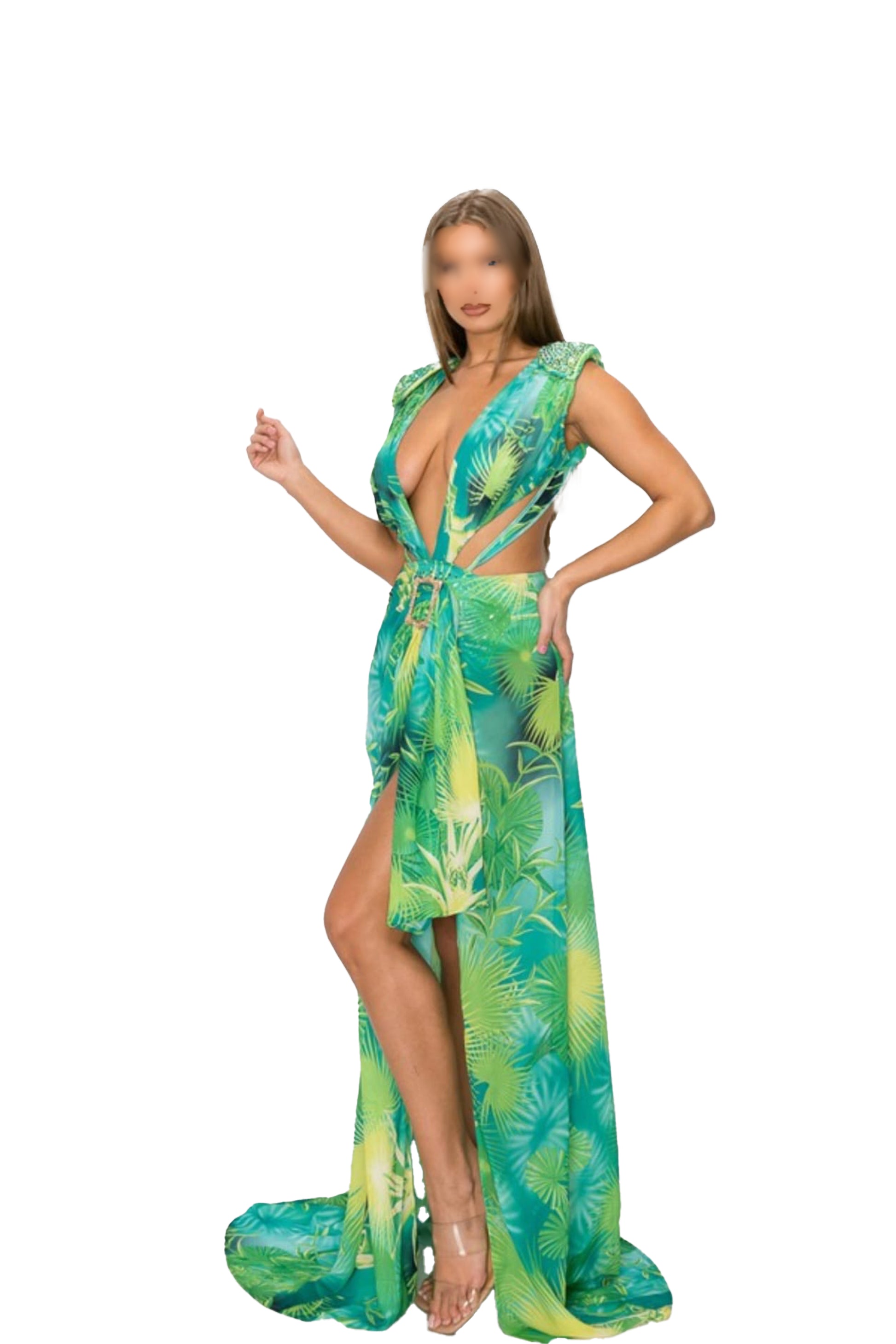 Rhinestone Swimsuit And Coverup Two Piece Set