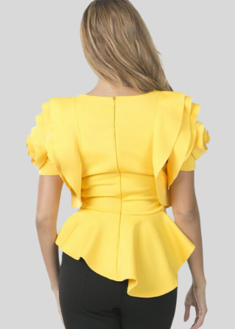Golden Yellow Ruffle Sleeve Top