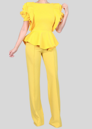 Golden Yellow Ruffle Sleeve Top