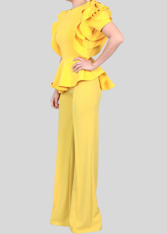 Golden Yellow Ruffle Sleeve Top