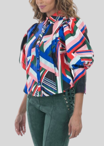 Colorful Button Up Blouse